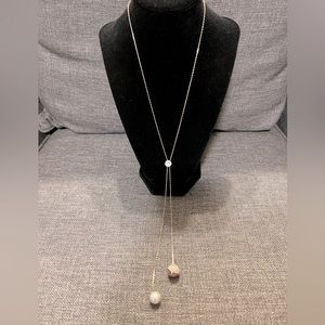 Swarovski rose gold, white crystal, Pearl necklace with matching dangle earrings